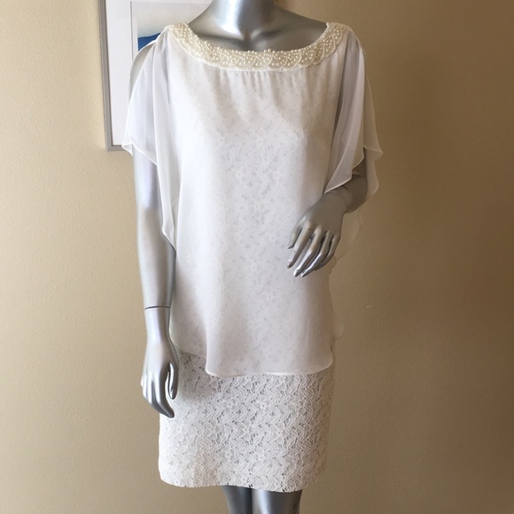 SD Collection | Formal Lace Dress With Faux Pearls - Picture 1 of 15